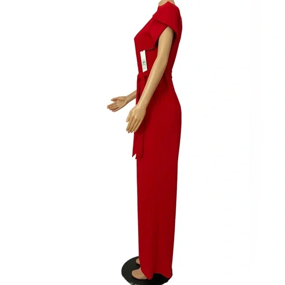 Calvin Klein red tulip sleeve wide leg romper jumpsuit - Picture 4 of 8